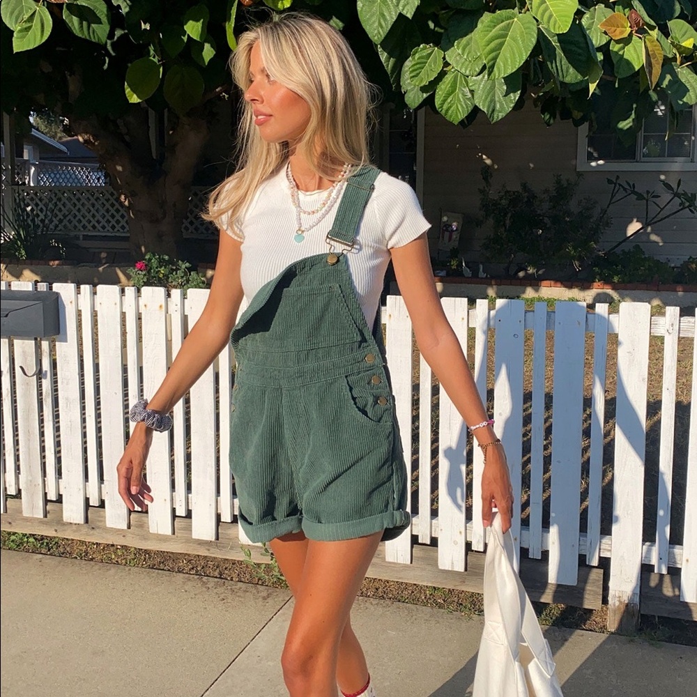 Dark green corduroy overalls
